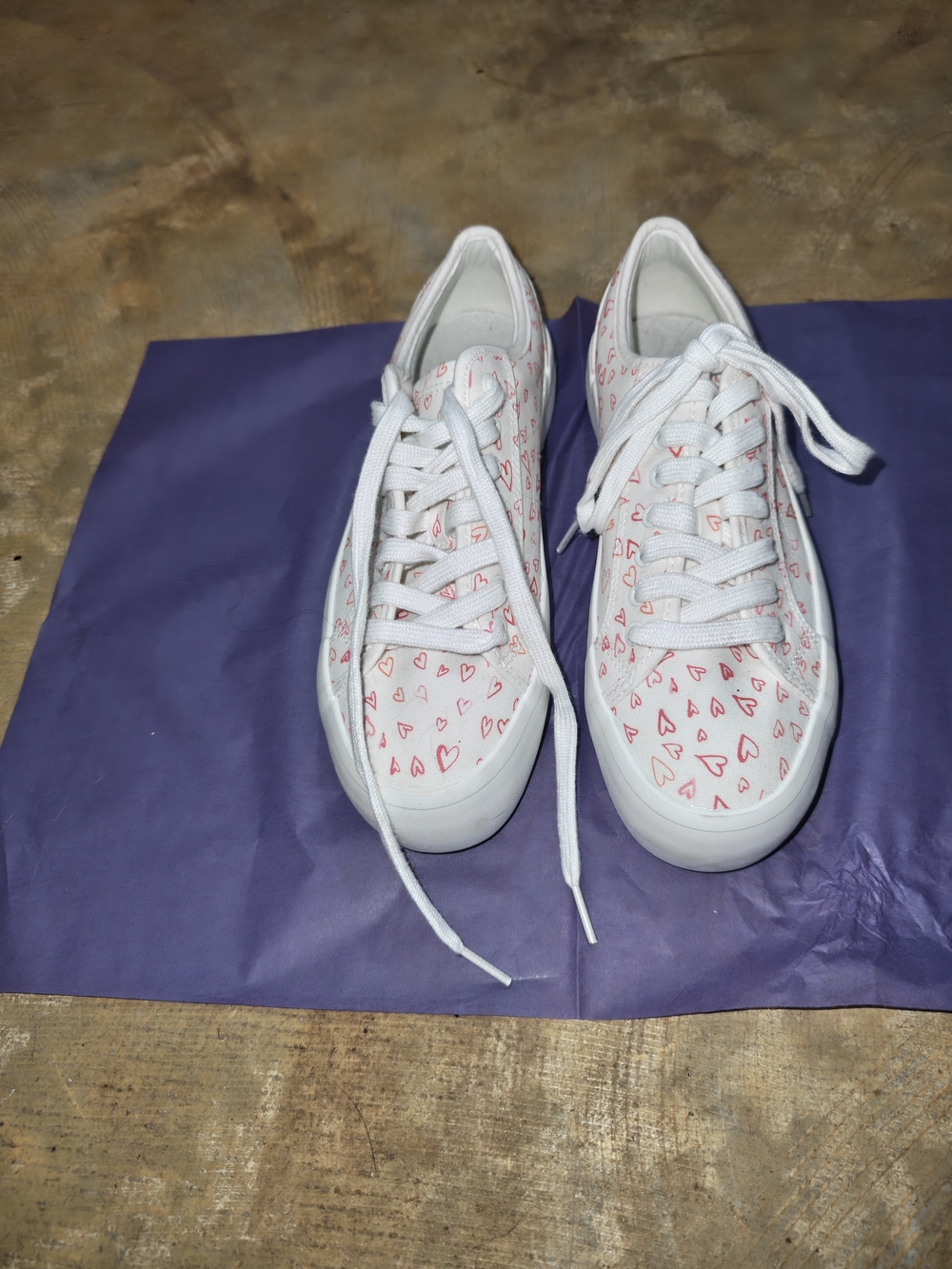 Joie White Canvas Sneakers with  Heart Motif